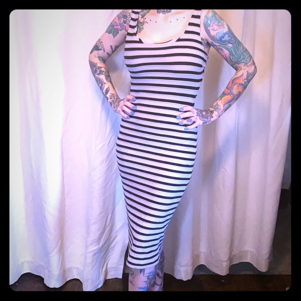 Gray and black tank dress